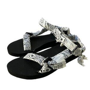 Arizona Love Size EUR 40 Trekky Bandana Sandals Flats NEW Black White Slides‎